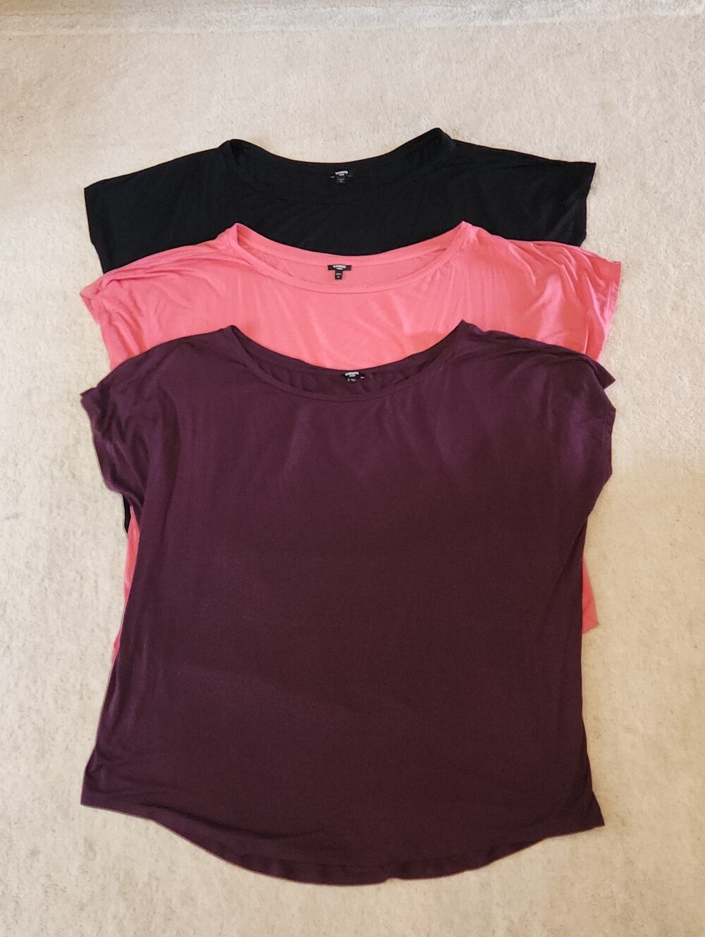 Express 3-pack bundle Off-Shoulder London Tees XL short sleeve pink purple black